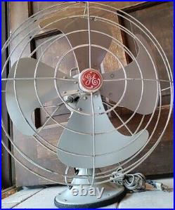 Vintage GE General Electric Vortalex 18 3 Speed Metal Cage Oscillating Fan NICE