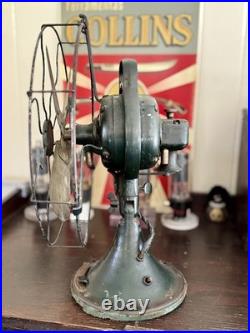 Vintage GE Type AOU Oscillating Fan Brass Blades 75423 Green 1930s Desk Antique Vintage GE Type AOU Oscillating Fan Brass Blades 75423 Green 1930s Desk Antique