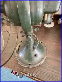 Vintage GE Type AOU Oscillating Fan Brass Blades 75423 Green 1930s Desk Antique