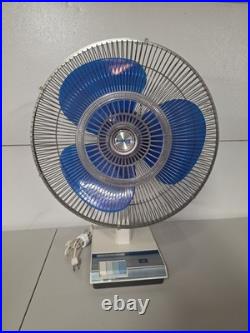 Vintage Galaxy 16 Inch Oscillating Fan 3 Speed, Retro Blue Tested And Working
