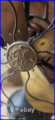 Vintage Ge General Electric Fan Brass Blade Cage Works Great 17