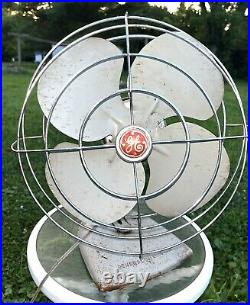 Vintage Ge General Electric Metal Fan Oscillating 13 Fan For Kitchen Desk Works