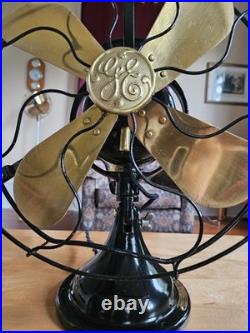 Vintage General Electric 12 Inch Brass Blade Fan Restored