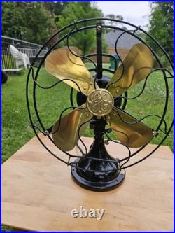 Vintage General Electric 12 Inch Brass Blade Fan Restored