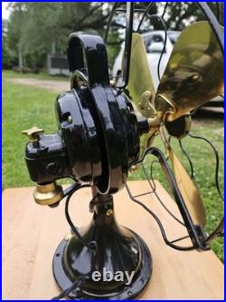Vintage General Electric 12 Inch Brass Blade Fan Restored