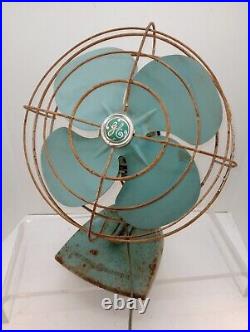 Vintage General Electric 2 Speed Oscillating Fan F15s125 Rare Teal Blue Green