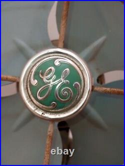 Vintage General Electric 2 Speed Oscillating Fan F15s125 Rare Teal Blue Green