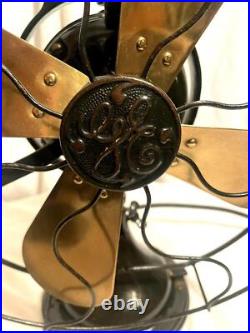Vintage General Electric 3 Speed Oscillating Fan, Brass Blades Model Works