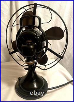 Vintage General Electric 3 Speed Oscillating Fan, Brass Blades Model Works