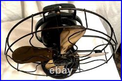 Vintage General Electric 3 Speed Oscillating Fan, Brass Blades Model Works