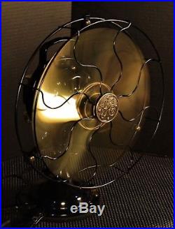 Vintage General Electric Brass Blade Bell Oscillator CAST IRON ERA FAN WORKS