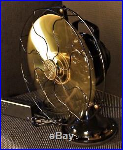 Vintage General Electric Brass Blade Bell Oscillator CAST IRON ERA FAN WORKS