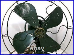 Vintage General Electric GE 19X263 Army Green Oscillating Fan Working Condition