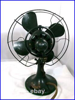 Vintage General Electric GE 19X263 Army Green Oscillating Fan Working Condition