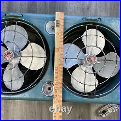 Vintage General Electric GE Automatic Grey Dual Twin Box Window Fan 27x15.5x7.5