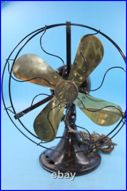 Vintage General Electric Ge 12 Brass 4 Blade Table Fan For Restoration