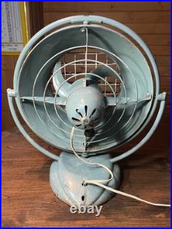 Vintage Gilbert Polar Club Modernist Sea Foam Blue Desk Fan Works