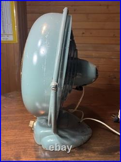 Vintage Gilbert Polar Club Modernist Sea Foam Blue Desk Fan Works