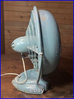 Vintage Gilbert Polar Club Modernist Sea Foam Blue Desk Fan Works