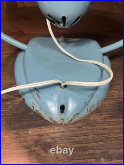Vintage Gilbert Polar Club Modernist Sea Foam Blue Desk Fan Works
