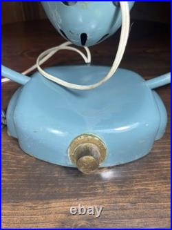 Vintage Gilbert Polar Club Modernist Sea Foam Blue Desk Fan Works