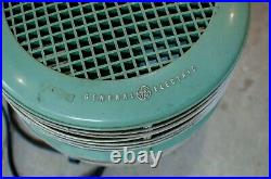 Vintage Green GE Hassock Round Floor Fan Antique USA Foot Stool Fan works