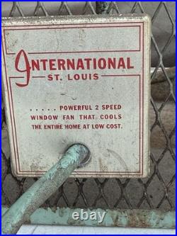 Vintage International Window fan Dusty But Working Great. 23X23/ 18 Blades. RARE