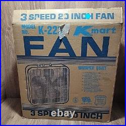 Vintage K-Mart Lakewood 3 Speed 20 Whisper Quiet Box Fan Kmart Beige K-223 Woks
