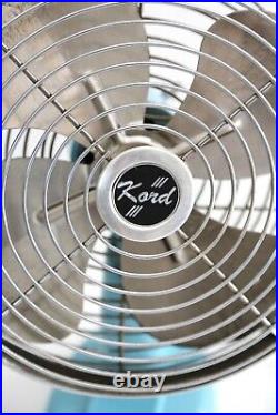 Vintage Kord 13 Oscillating Table Fan 4 Blade Runs Well One Speed Fan Baby Blue