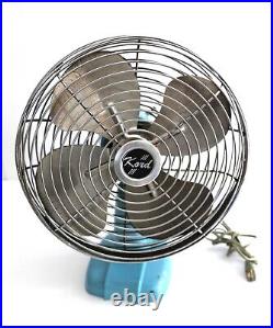 Vintage Kord 13 Oscillating Table Fan 4 Blade Runs Well One Speed Fan Baby Blue