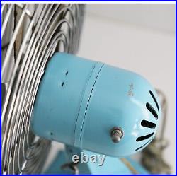 Vintage Kord 13 Oscillating Table Fan 4 Blade Runs Well One Speed Fan Baby Blue