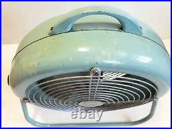 Vintage LASKO Aqua Blue Metal Fan 2-Speed Mid Century Industrial #1250 Orig Box