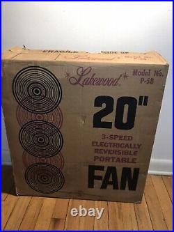 Vintage Lakewood P-42203 DLX Speed Box Fan Automatic Thermostat Open Box
