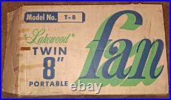 Vintage Lakewood Twin 8 Portable Fan, Model T-8, Separate Spinning Fans