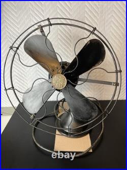 Vintage Large Antique GE Industrial Mounted Fan Works Black 3 Setting Garage Man