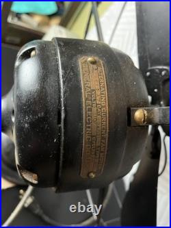 Vintage Large Antique GE Industrial Mounted Fan Works Black 3 Setting Garage Man