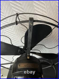 Vintage Large Antique GE Industrial Mounted Fan Works Black 3 Setting Garage Man