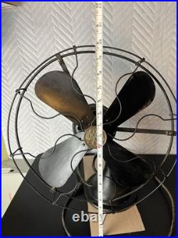 Vintage Large Antique GE Industrial Mounted Fan Works Black 3 Setting Garage Man