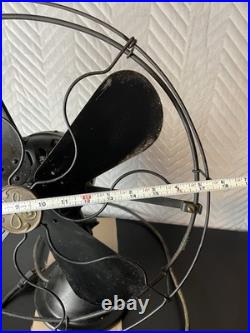 Vintage Large Antique GE Industrial Mounted Fan Works Black 3 Setting Garage Man
