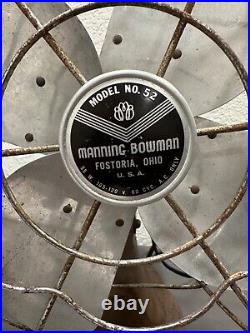 Vintage Manning Bowman 12 Oscillating Desk / Table Fan Model No. 52 Vintage Manning Bowman 12 Oscillating Desk / Table Fan Model No. 52