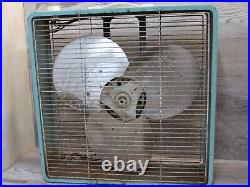 Vintage Metal Eskimo Turquoise Box Fan Model 20124 2 speed McGraw Edison co. USA