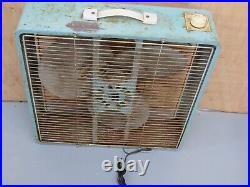 Vintage Metal Eskimo Turquoise Box Fan Model 20124 2 speed McGraw Edison co. USA