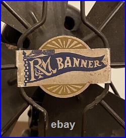 Vintage Mini 1950s R&M Banner Electric Table Fan Metal Robbins & Myers Fan Rare