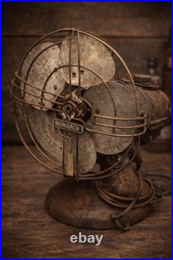 Vintage Monarch Metal Desk Fan Industrial Antique Rustic Decor