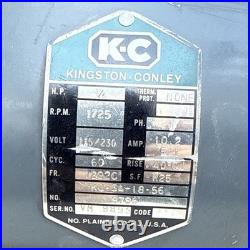 Vintage Motor Kingston Conley Inc. 3/4HP. 1725 RPM. 115/230 Volts. Working Great