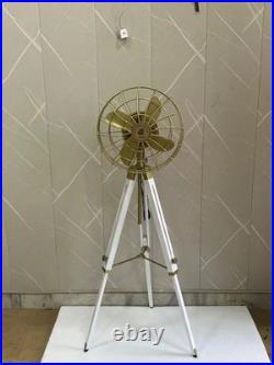 Vintage Nautical Tripod Floor Fan Decorative Brass Marine Style Home OfficeDécor