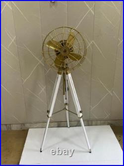 Vintage Nautical Tripod Floor Fan Decorative Brass Marine Style Home OfficeDécor