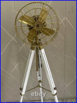 Vintage Nautical Tripod Floor Fan Decorative Brass Marine Style Home OfficeDécor