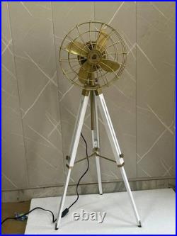 Vintage Nautical Tripod Floor Fan Decorative Brass Marine Style Home OfficeDécor