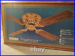 Vintage New Old Stock Antique Brass 52 Moss Ceiling Fan 4 Blades